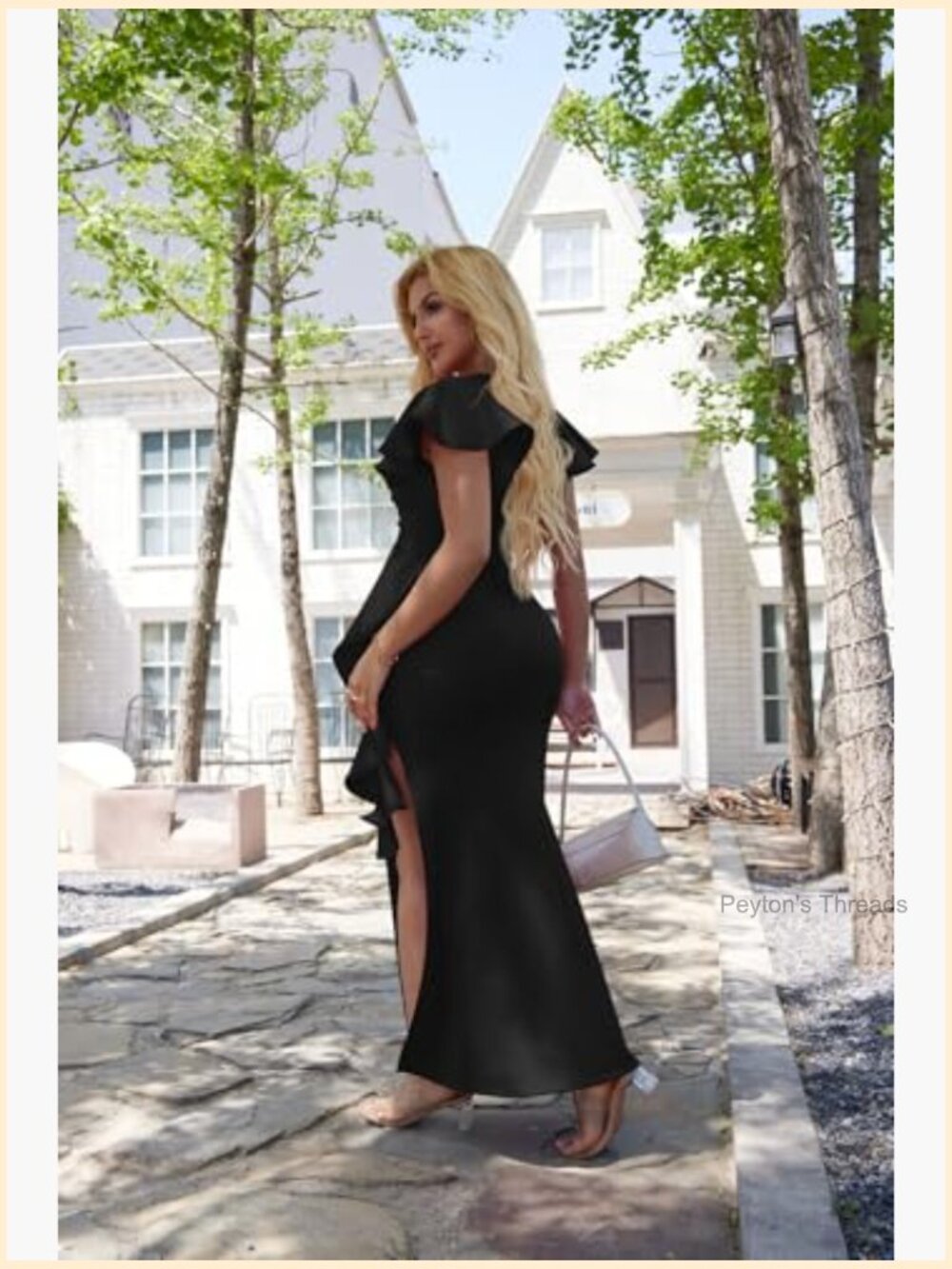 Women's Elegant High Split Ruched Bodycon Mermaid Evening Cocktail Maxi Dress - Picture 4 of 7